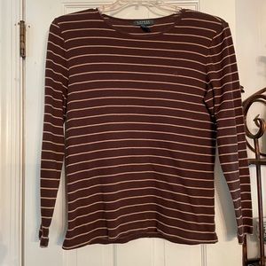 Lauren Ralph Lauren brown stripe cotton top XL